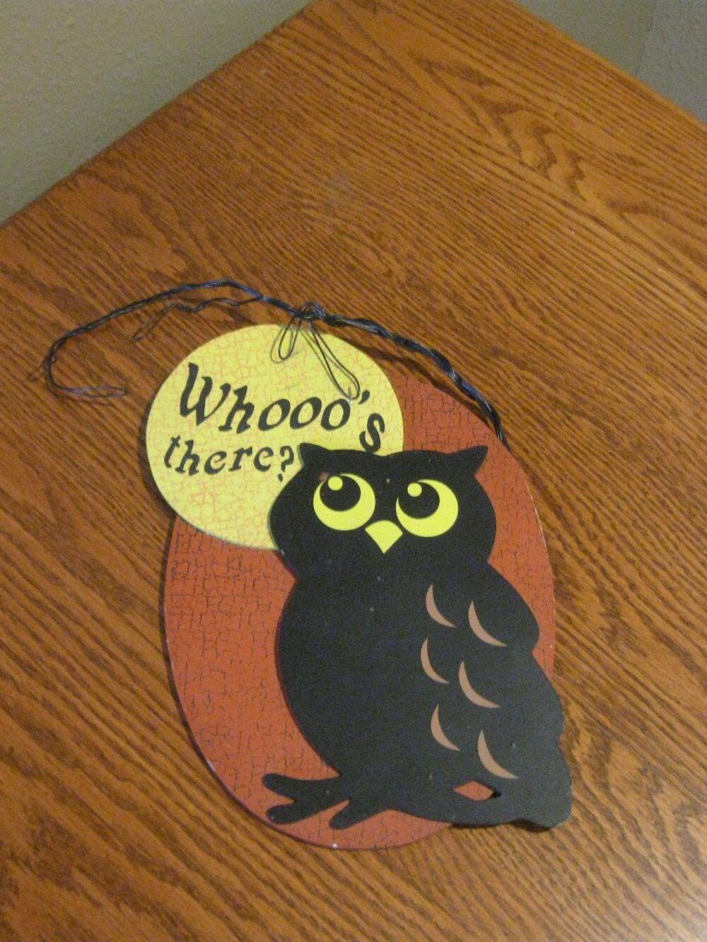 Adorable Vinatge Halloween Owl Moon Door Greeting Sign